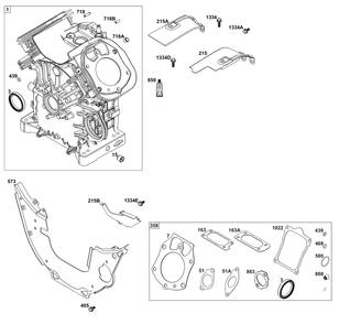 Cylinder Group Diagram and Parts List for 61G477-0106-J1  Briggs and Stratton Engine